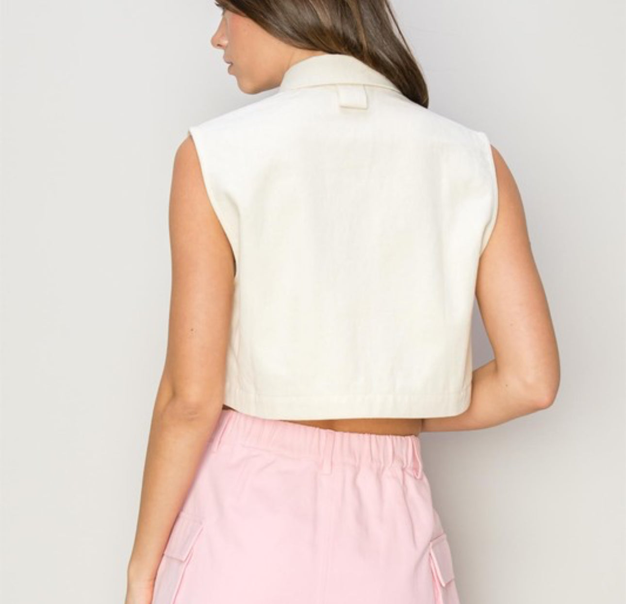 Oatmeal cargo crop top