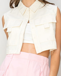 Oatmeal cargo crop top